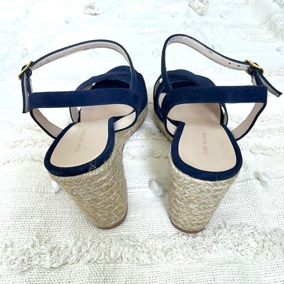 NWT Stuart Weitzman Rosemarie Leather Platform Espadrille Wedge Sandals sz 11.5 - Picture 6 of 10